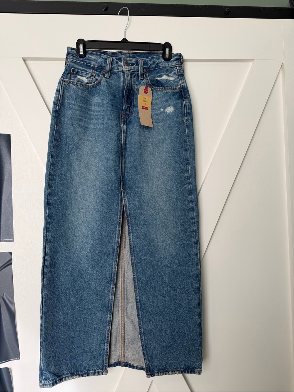 Levi's denim High-Waist Straight Jeans Skirt 25